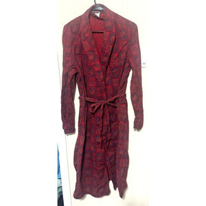 State O Maine Robe Mens S/M burgundy red paisley belted lightweight VTG 1950s